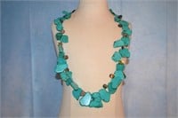 Chunky Large Turquoise & Mother of Pearl Necklace