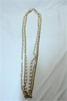 Multi-Strand Chain and Pearl Necklace