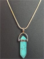 925 stamped 18-in necklace with turquoise chakra