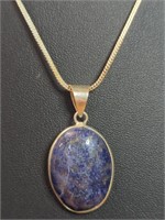 925 stamped 18-In necklace with gemstone pendant