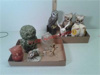 Job lot of owl deco includes bookends, coin bank