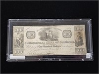 1849 Commercial Bank of Columbia SC $100 Note