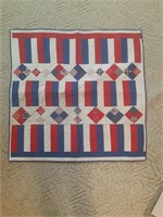 Red white and blue hand made quilted lap blanket