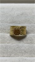 Marked 14Kt Italy 1758 AR Coin Style Ring Size 5-6