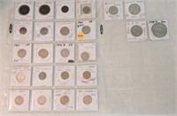US coin lot: 2 large cents, 7 Lincoln cents,