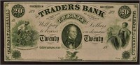 1800's $20 Traders Bank Obsolete Note
