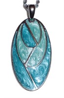 turquoise enamel pendant & Danecraft sterling rope