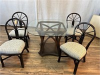 LaCor Xena Rattan & Glass Dining Table w/4 Chairs