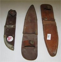 (3) Leather knife belt holsters including Mora,