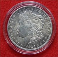 1921 Morgan Silver Dollar in Capsule