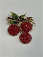 WEISS SIGNED CHERRY BROOCH