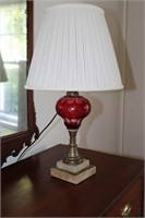 Cranberry lamp with marble base