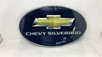 Chevy Silverado oval tin sign 18 inches