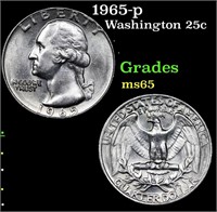 1965-p Washington Quarter 25c Grades GEM Unc