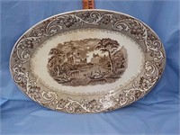 Brown transferware platter