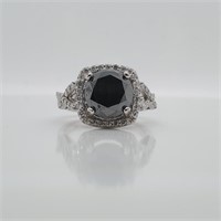 Certified 14K Black Dia(3.4ct) Diamond Ring