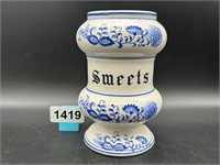 Vintage Blue Onion Sweets Jar - no lid