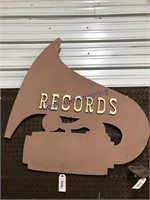 RECORDS PLYWOOD SIGN, 33W X 35"T