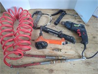 Pneumatic Hose, Tools, and Working Corded Drill