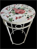 VTG. Classic Rose Mosiac Style Round Table