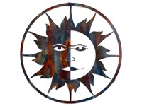 Lazart Sun Moon Face Celestial Enameled Metal Art