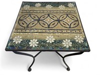Metal Framed Mosiac Tile Topped Square Table