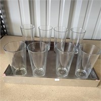 8 Glass Tumbler Glasses & Serving Tray