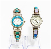 Jewelry 2 Sets Sterling Silver & Stone Watch Tips