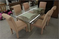 Lane Glass top Table and 6 chairs