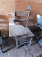 Vintage oak student school desk chair