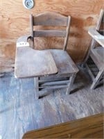 Vintage oak student school desk chair