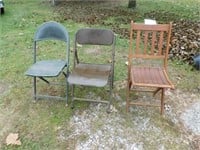 Wood and metal folding chairs (3) - legs for