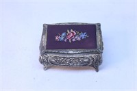 Vintage Silverplate Trinket Sewn Box