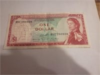 Queen Elizabeth $1East Caribbean,worth $35,B8