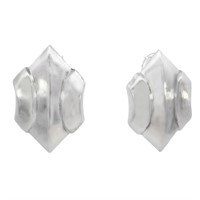 Modern High Relief Earrings Sterling Silver