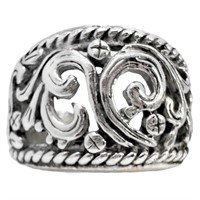 Scrollwork Wide Ring Sterling Silver