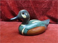 1987 hand painted wood duck decoy. Elisie Sagle.