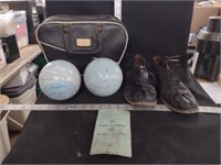 Vintage Duck Pin Bowling Balls, Shoes, & Ball Bag