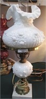 Fenton Cabbage Rose dresser lamp-shiny milk