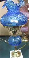Fenton Cabbage Rose dresser lamp-royal blue