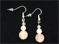 Sterling And Rose Quartz  Earrings