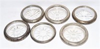 (6) Sterling silver rimmed drink coasters