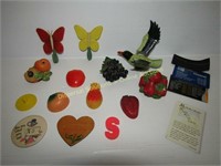 Fridge Magnets, Vintage Fruit & Butterflies