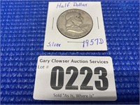 1957 D Silver Ben Franklin Half Dollar