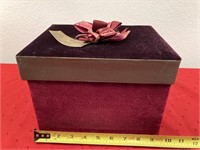 Felt Covered, Satin Trimmed Gift Box with Bow