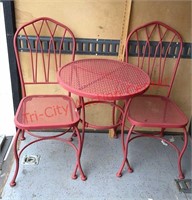 >>Wrought Iron 3 pc. Patio Table Set. Table & 2