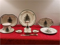 (10) Spode Christmas Tree Pattern Dishes, England