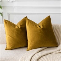 JUSPURBET Mustard Yellow Velvet Throw Pillow Cover