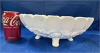 Vtg Large 4 Footed Milk Glass Fruit Bowl