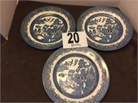 (3) 10” Blue Willow Dinner Plates